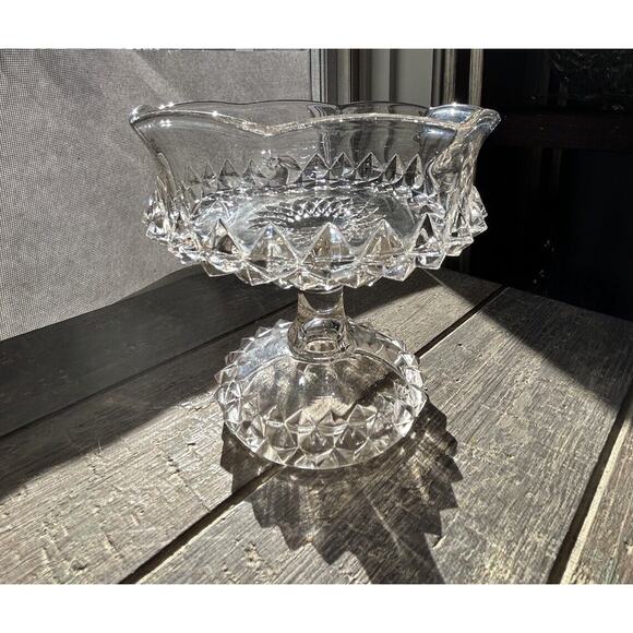 EAPG Bryce Bros Amazon Sawtooth Footed Compote Scallop Rim Early American 1890's - Picture 12 of 16